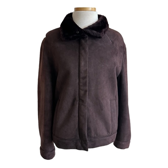 Jill Sander Eggplant Purple Suede & Shearling Fur Aviator Jacket Sz IT 40 US 4/6 - Picture 1 of 16